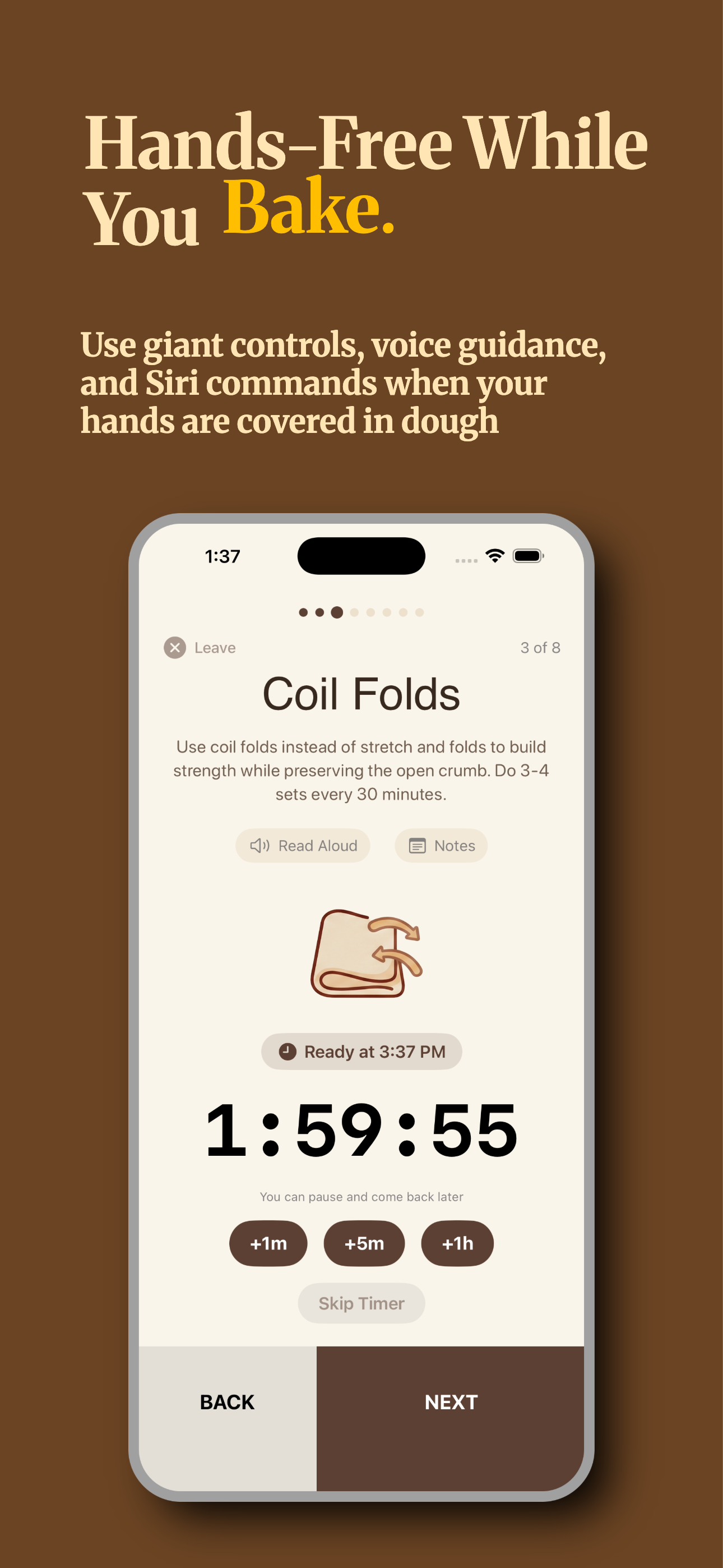 Hands-free guided bake